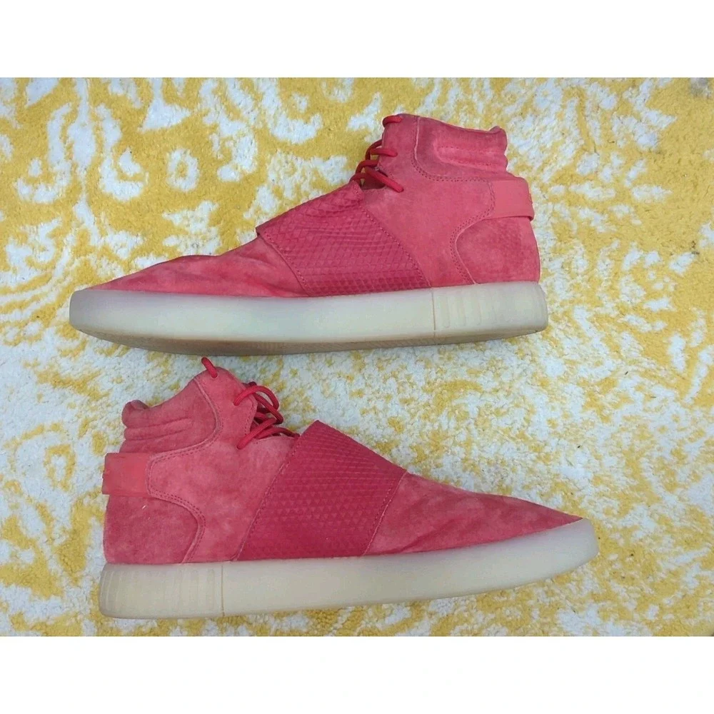 Adidas Originals Size 11.5 Tubular Invader Strap Red Mid Shoes Sneakers BB5039